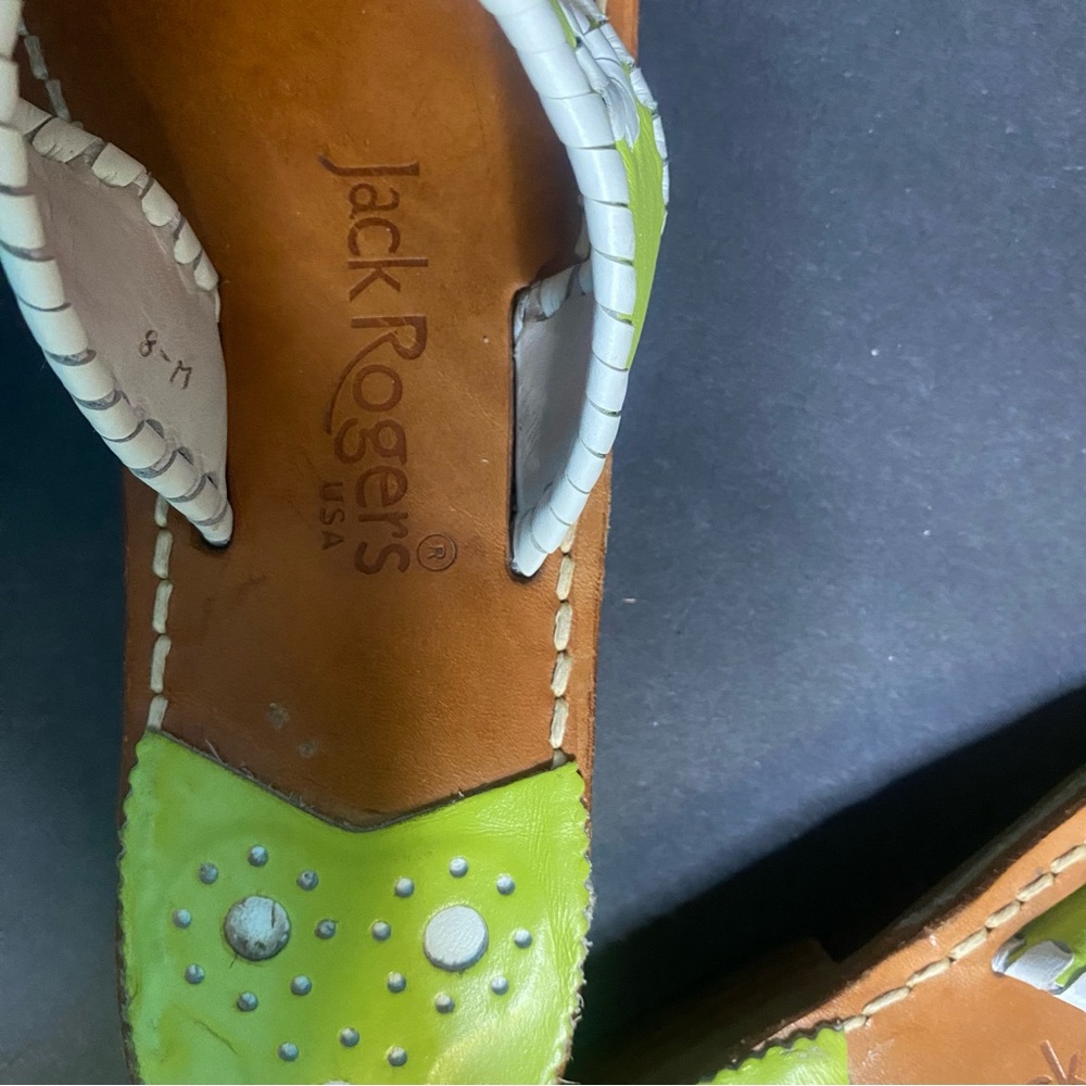 Jack Rogers Lime Green and Tan Women's Sandals - Picture 5 of 8